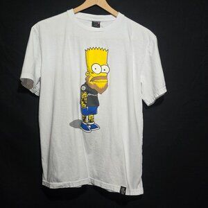 Johnny Cupcakes X The Simpsons BART finger cross SS Crewneck - White - sz descri